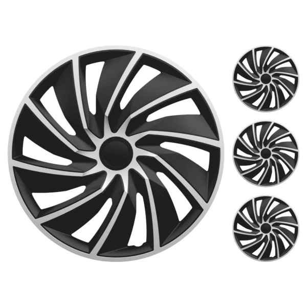 Set 4er Radkappen Turbo Silver Black